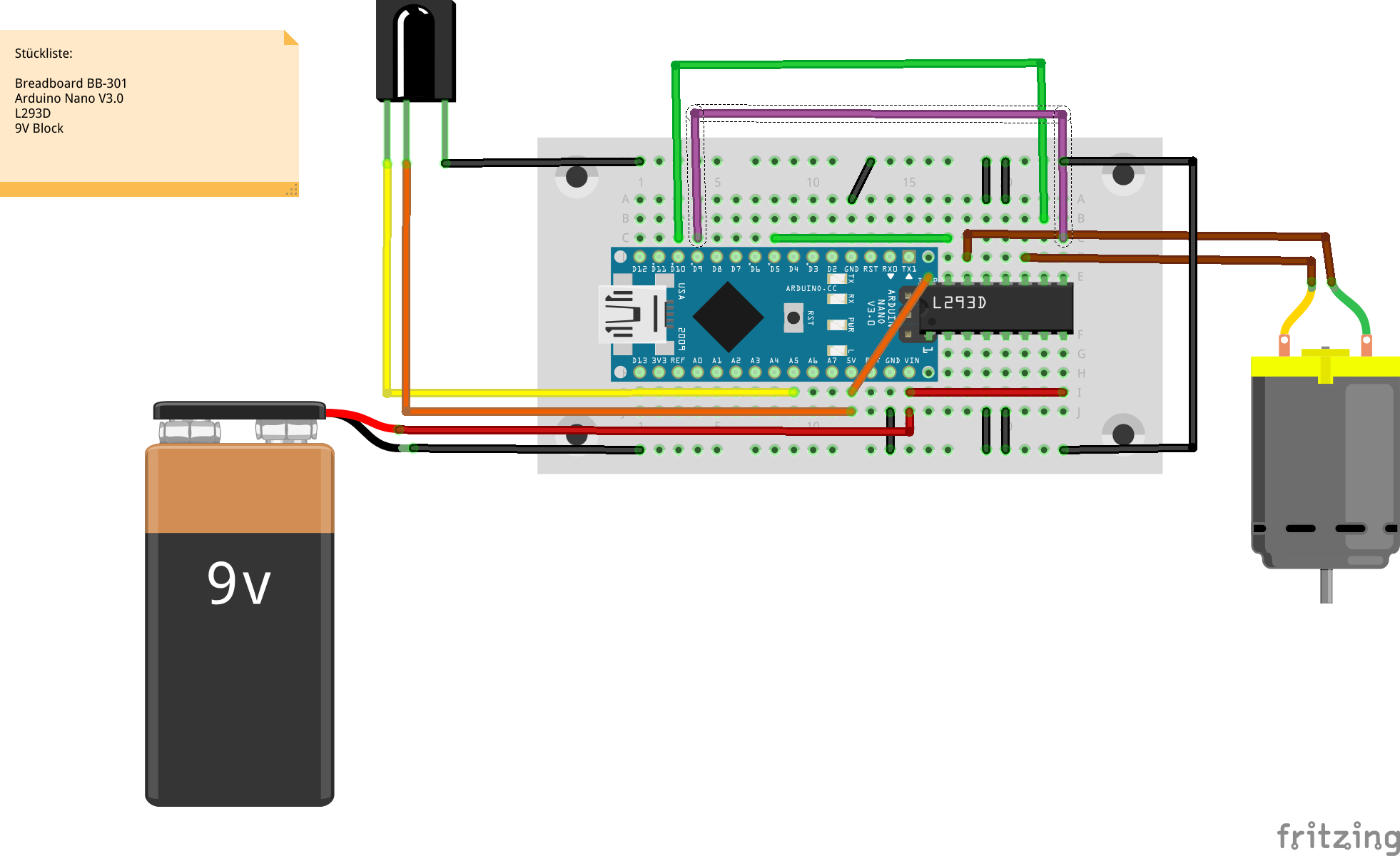 IRAnalyzer Steckplatine, erzeugt mit Fritzing Schaltung Loksteuerung